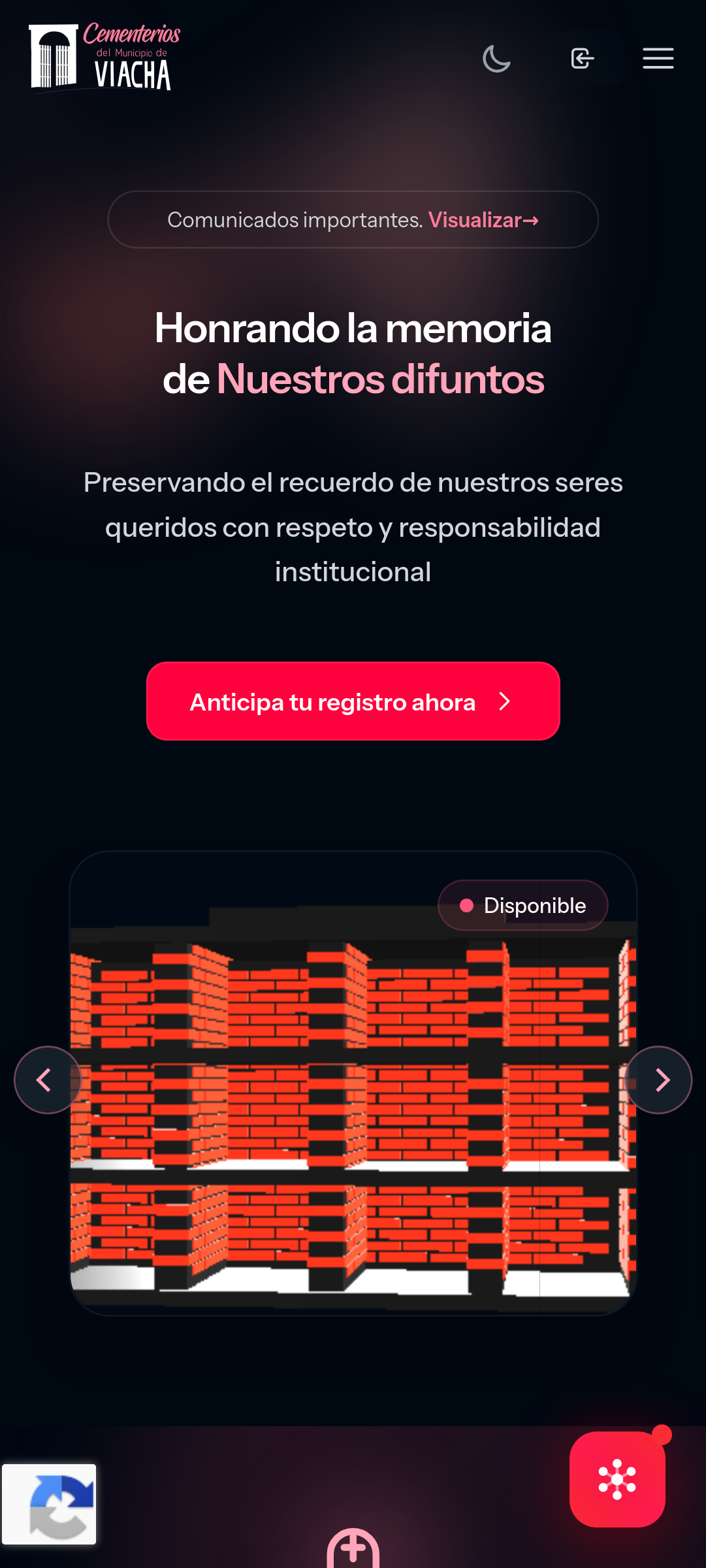 Sistema de Gestión de Cementerio - Vista Móvil