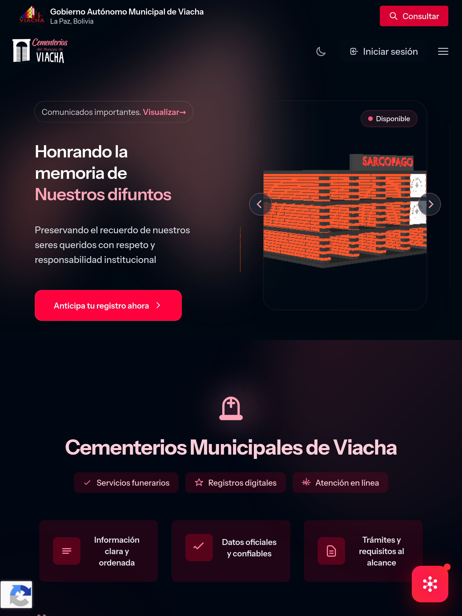 Sistema de Gestión de Cementerio - Vista Tablet